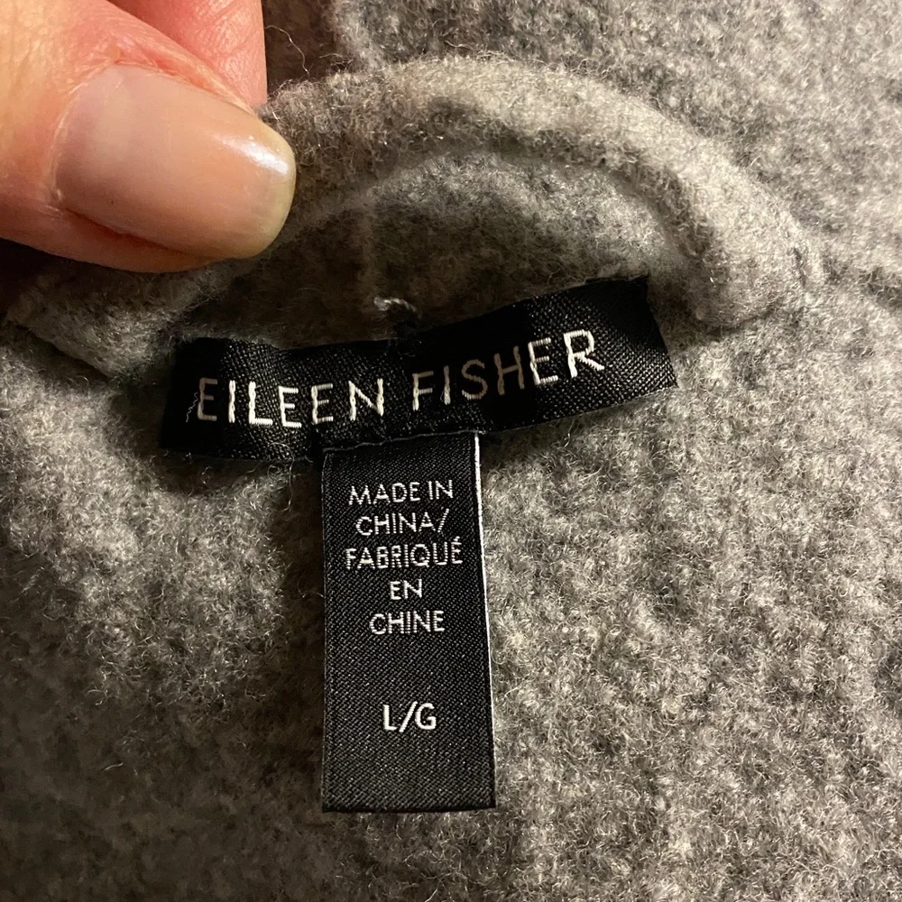 Eileen Fisher 💯 Wool Beautiful Wrap Sweater Jacket Pockets Used Condition - Picture 10 of 14